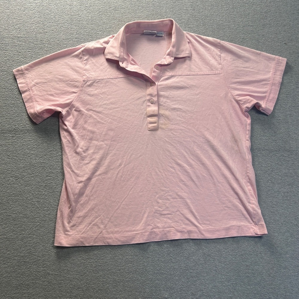 Leon Levin Polo Shirt Womens XL Pink Short Sleeve Cotton Blend Casual Soft Knit